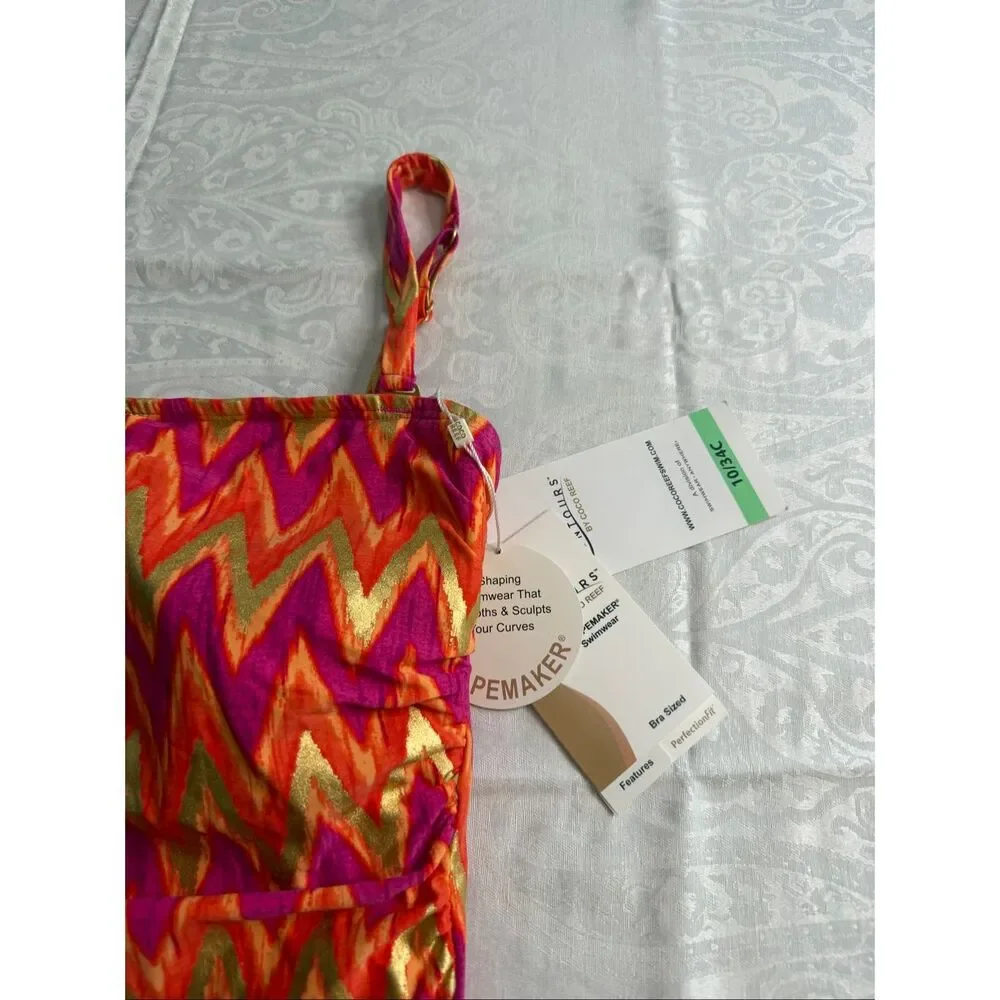 NWT Contours By Coco Reef Zig Zag Swimwear One Piece Swimsuit Size 10/34C - Picture 2 of 6